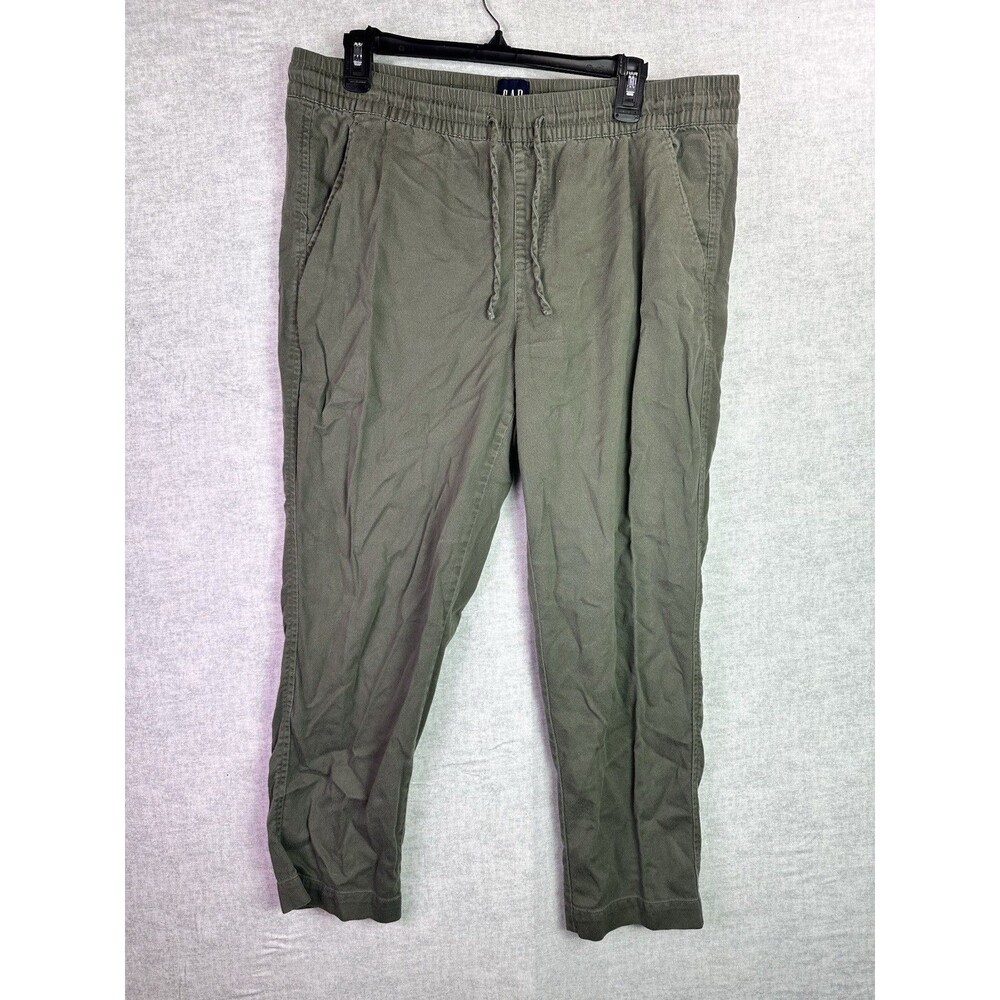 GAP Women’s Cotton Blend Cropped Ankle Pull On Pants Green Relaxed Size Large